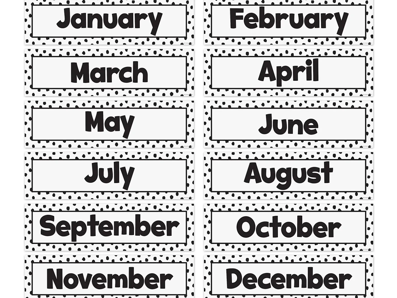 Black Dots on White Months of the Year Bulletin Board Set
