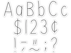Black-On-White 4" Hand-Drawn Punch-Out Letters