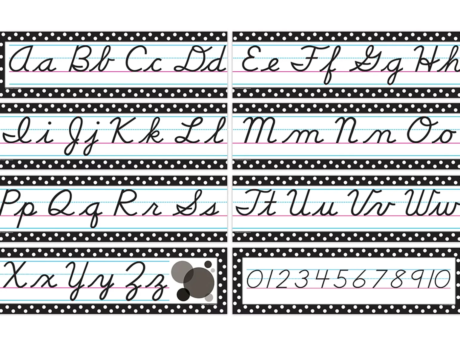 Black Polka Dot Cursive Bulletin Board Set