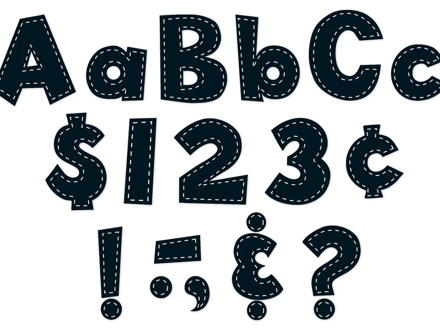 Black Stitched 4" Punch-Out Letters