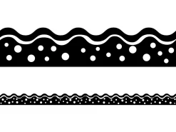 Black & White Double-Sided Scalloped Border