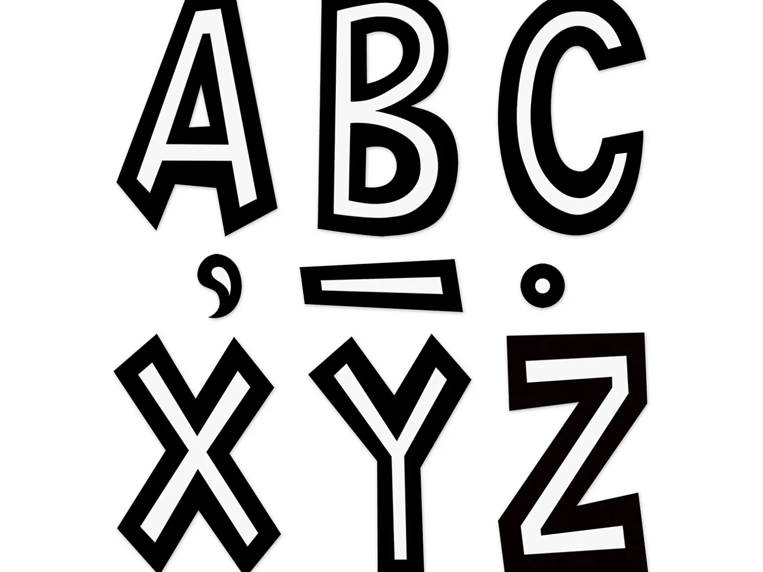 Black & White Fun Font 7" Punch-Out Letters