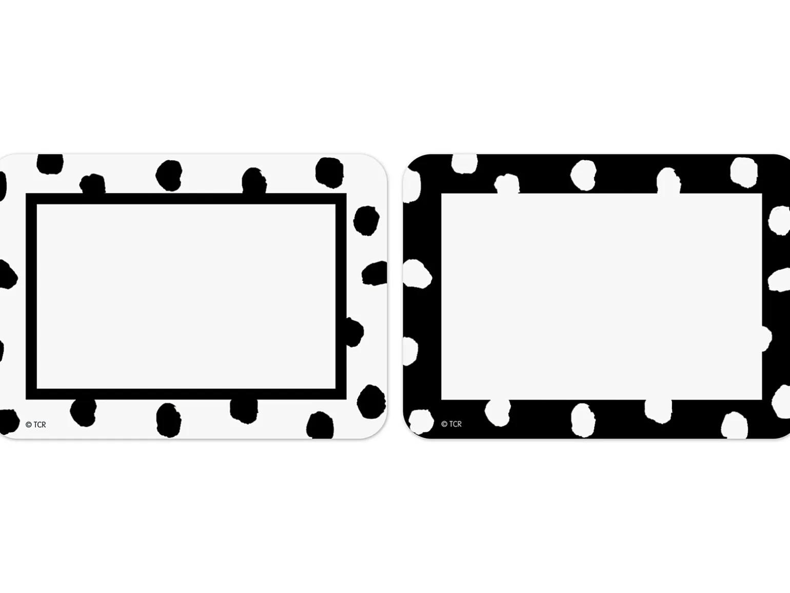 Black & White Painted Dots Name Tags - Variety Pack
