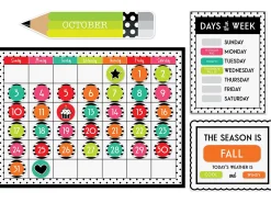 Black, White & Stylish Brights Calendar Bulletin Board Set