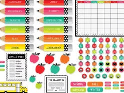 Black, White & Stylish Brights Calendar Bulletin Board Set