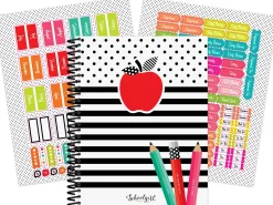 Black, White & Stylish Brights Lesson Plan & Record Book