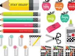 Black, White & Stylish Brights Motivational Bulletin Board Set