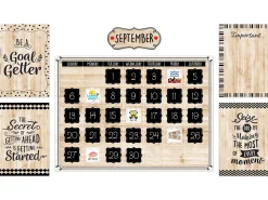 Black, White & Wood Calendar Bulletin Board Set