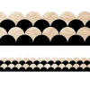 Black & Wood Scalloped Border