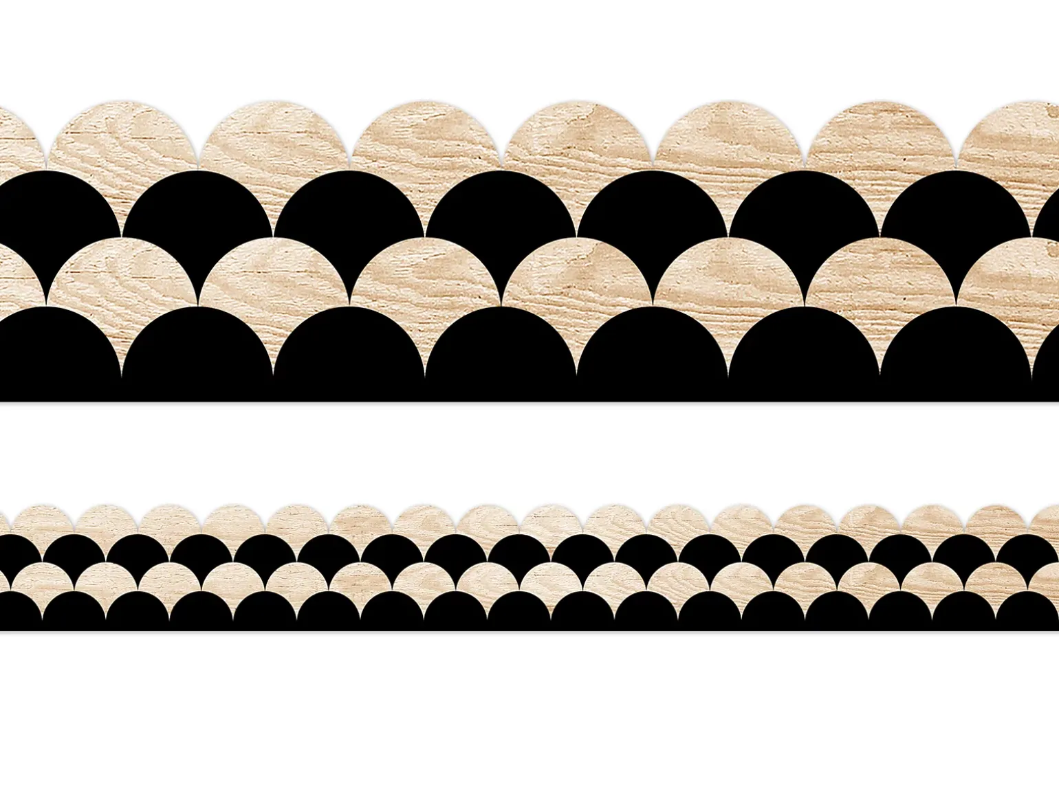Black & Wood Scalloped Border