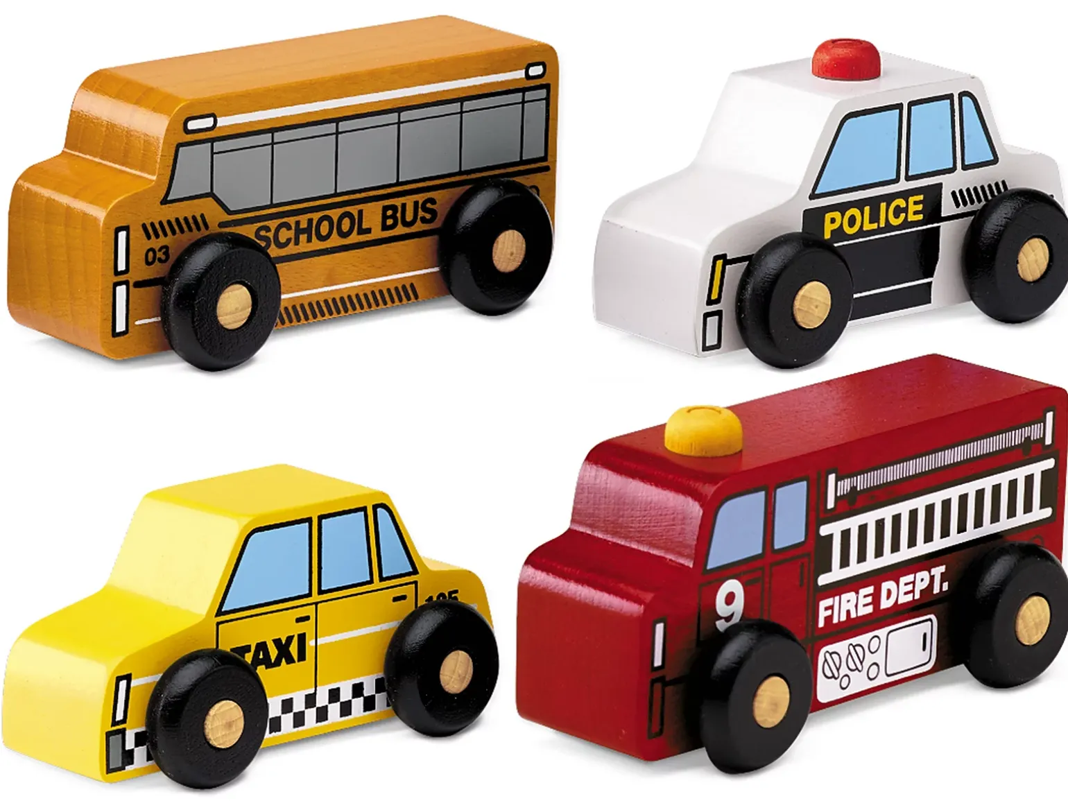 Block Play Vehicles - Set of 4