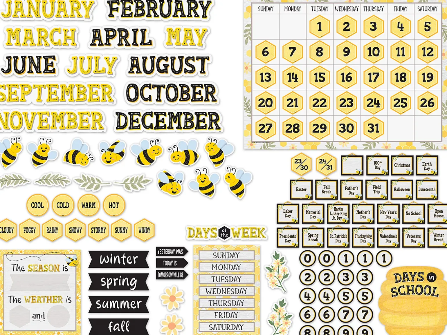 Buzzing Bees Calendar Bulletin Board Set