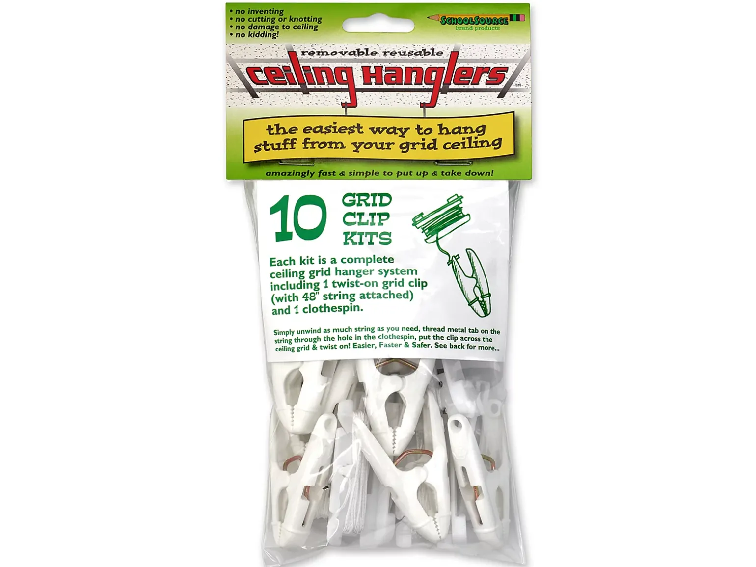 Ceiling Grid Clips - Pack of 10