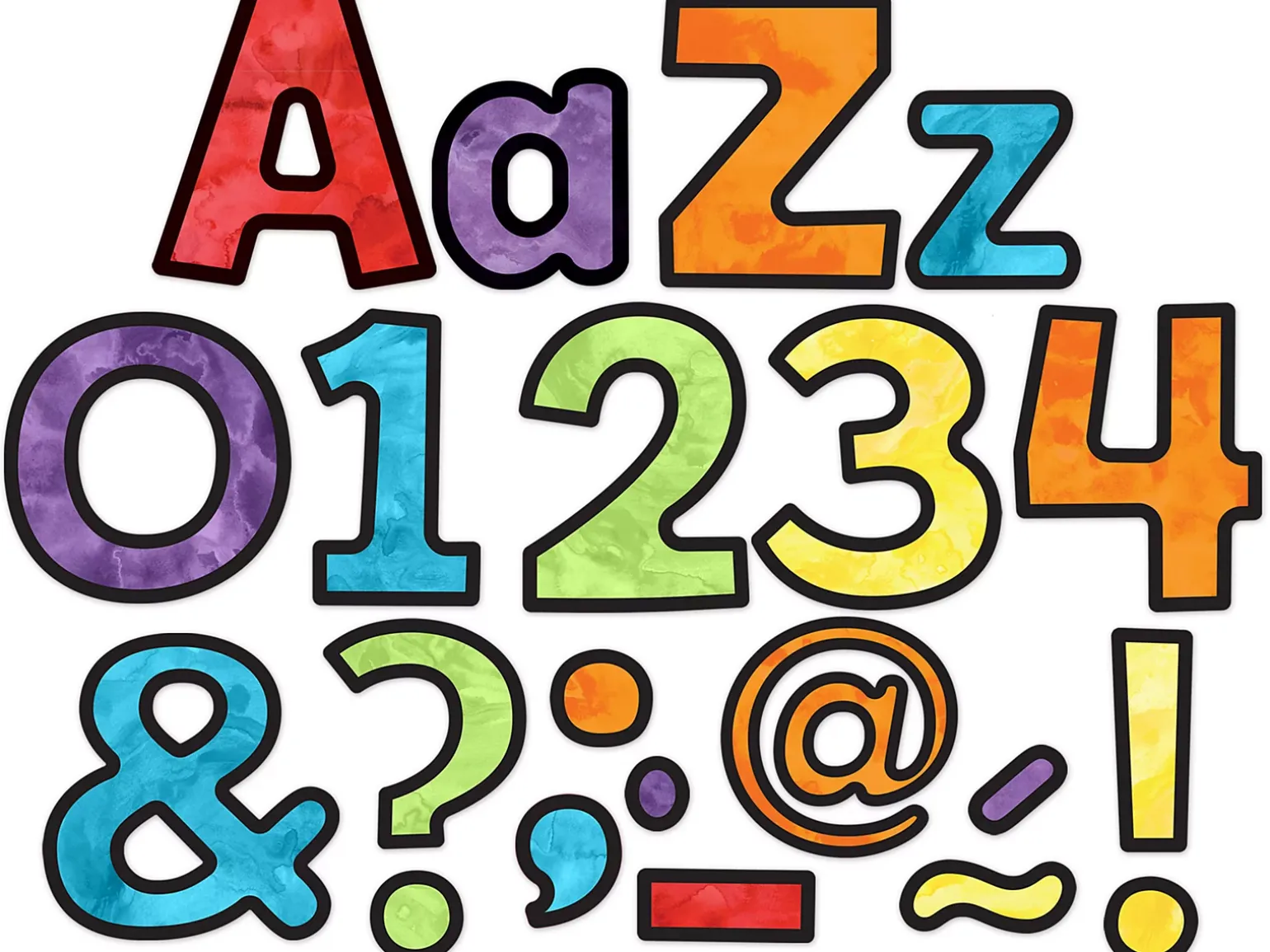 Celebrate Learning Watercolor 4" Punch-Out Letters