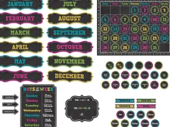Chalkboard Brights Calendar Bulletin Board Set