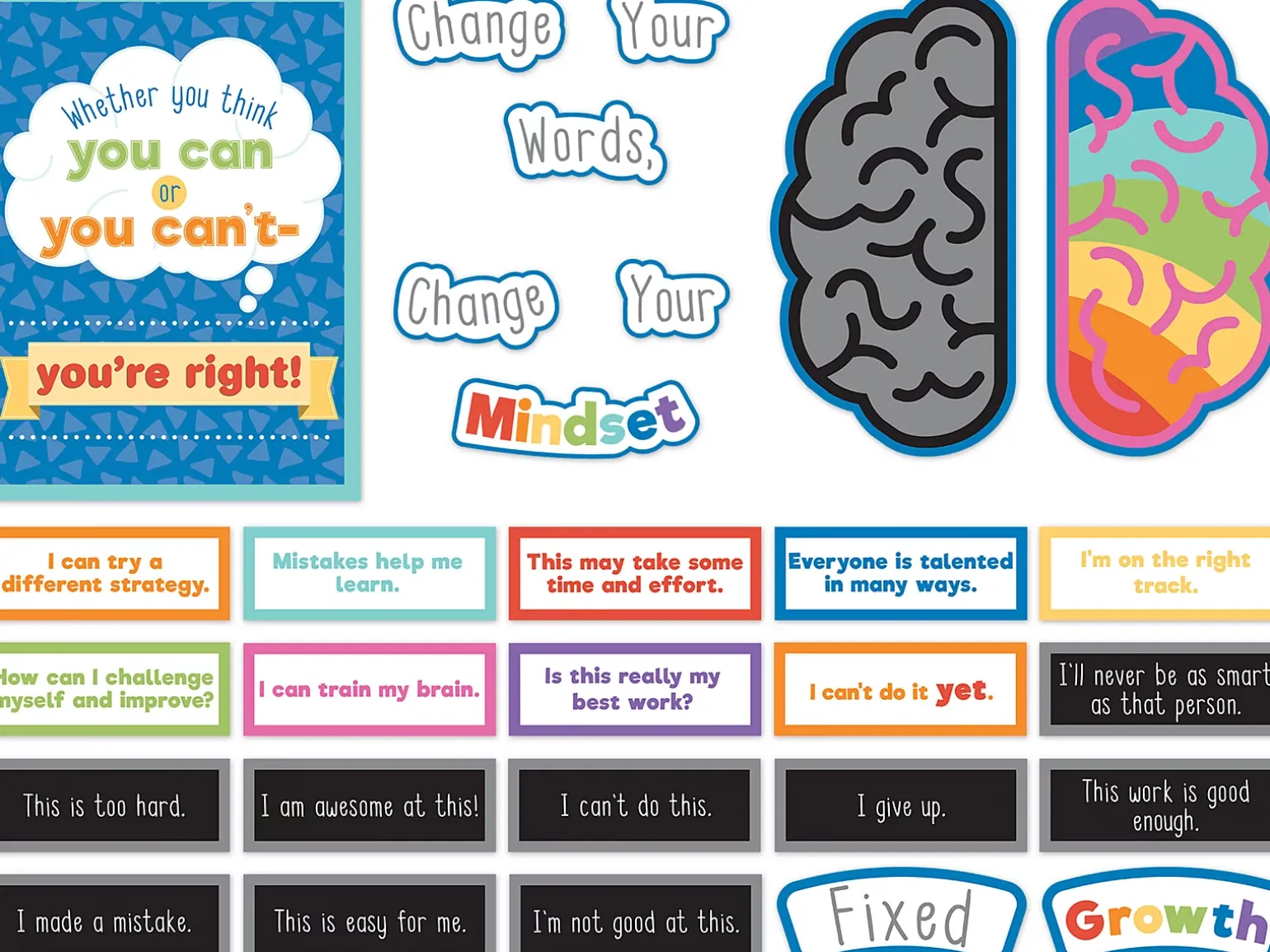 Change Your Words, Change Your Mindset! Bulletin Board Set