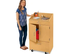 Classic Birch Mobile Locking Teacher Cabinet with Power