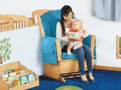 Classroom-Safe Glider Rocker - Blue Microfiber