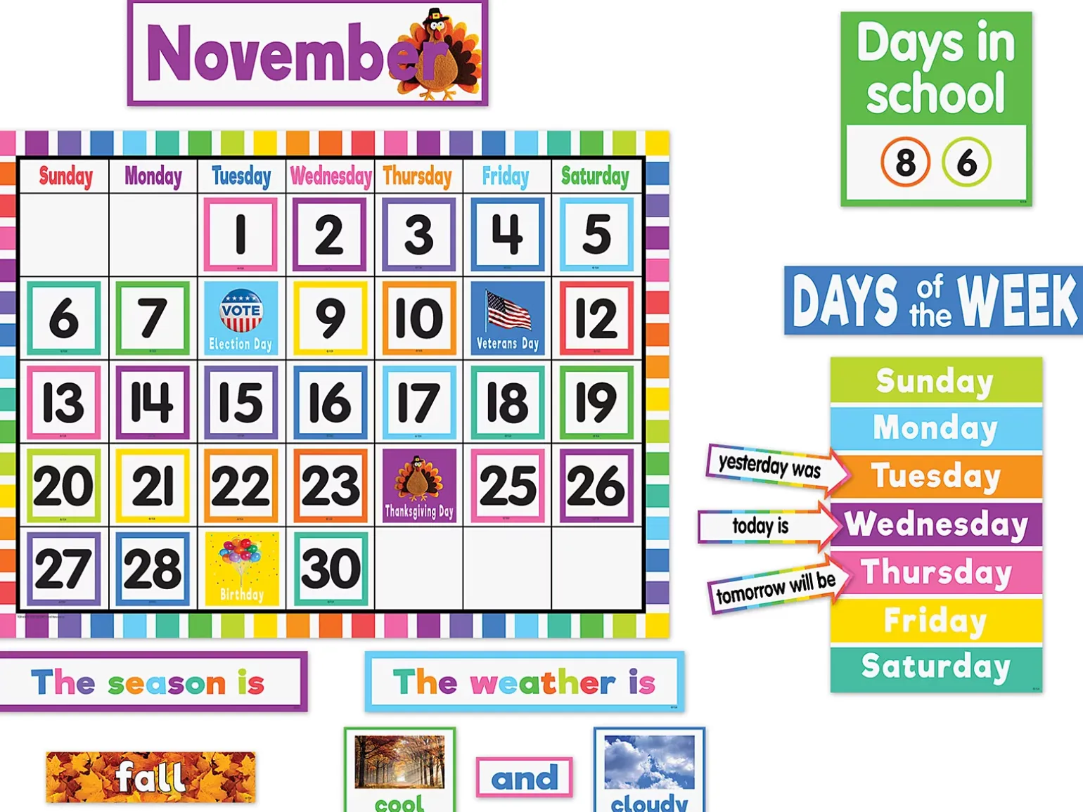 Colorful Calendar Bulletin Board Set