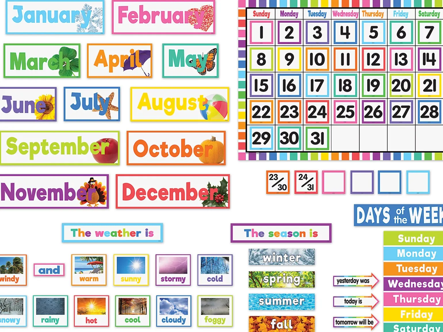 Colorful Calendar Bulletin Board Set