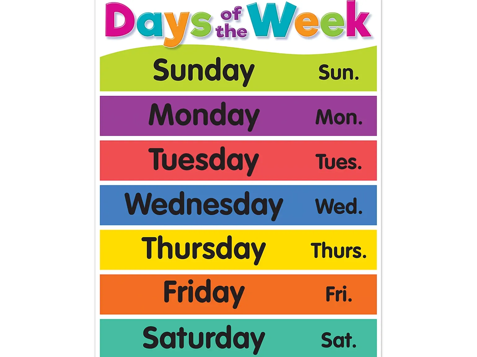 Colorful Days of the Week Poster