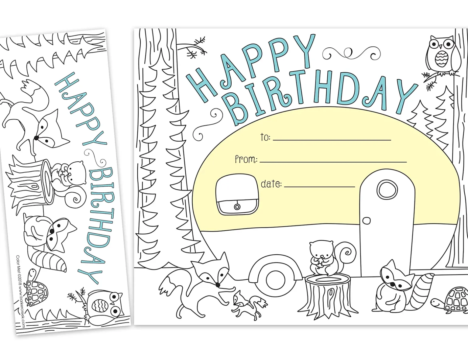 Color Me! Double-Sided Bookmark Birthday Certificates