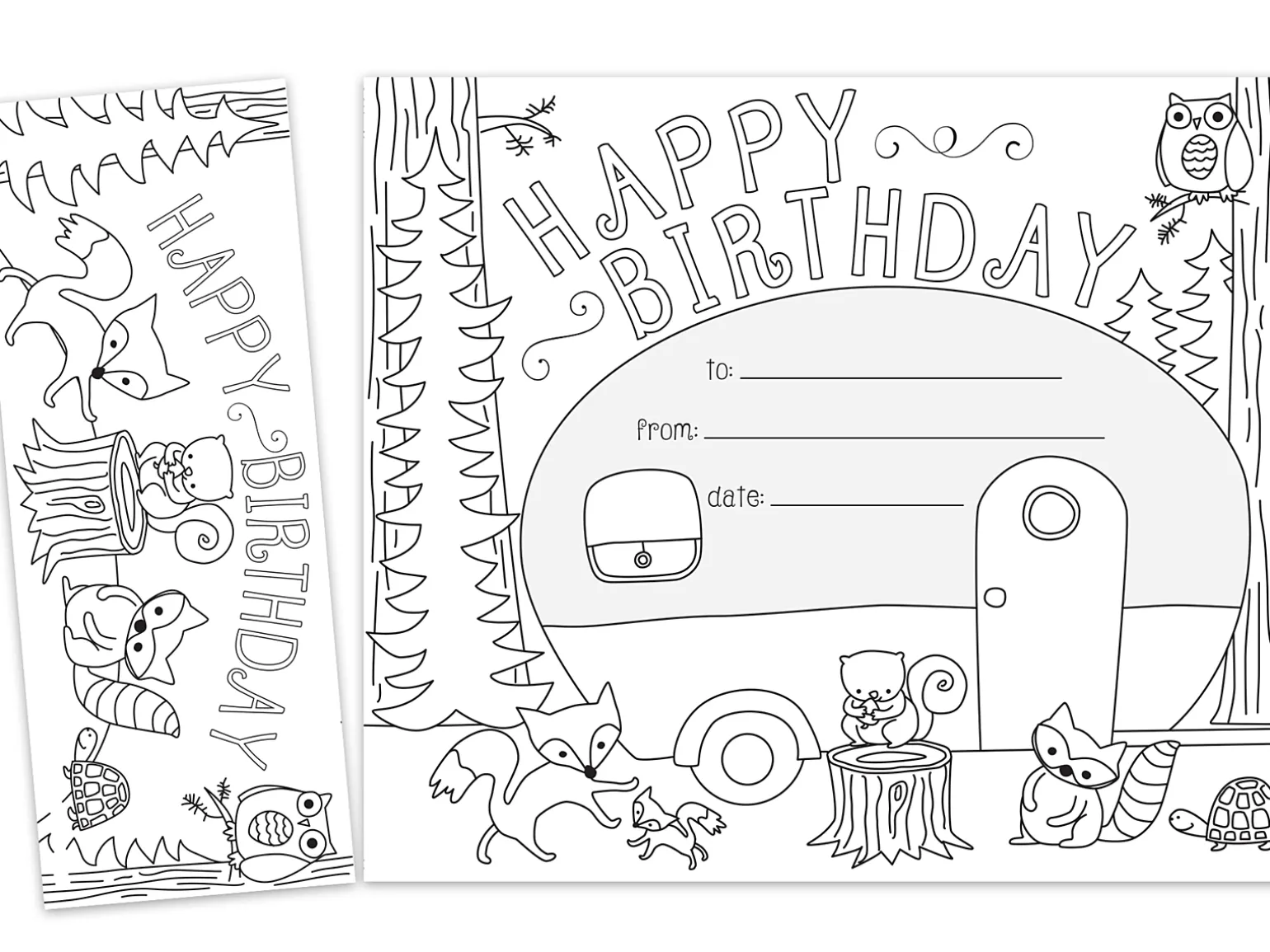 Color Me! Double-Sided Bookmark Birthday Certificates