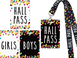 Confetti Student Hall Pass Lanyards