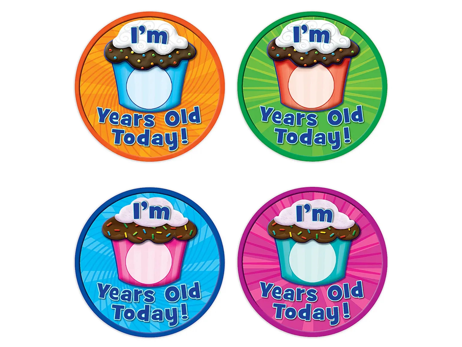 Cupcake Birthday Badges - Variety Pack