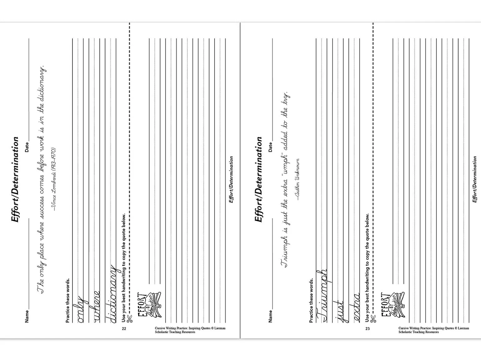 Cursive Writing Practice with Inspiring Quotes Workbook