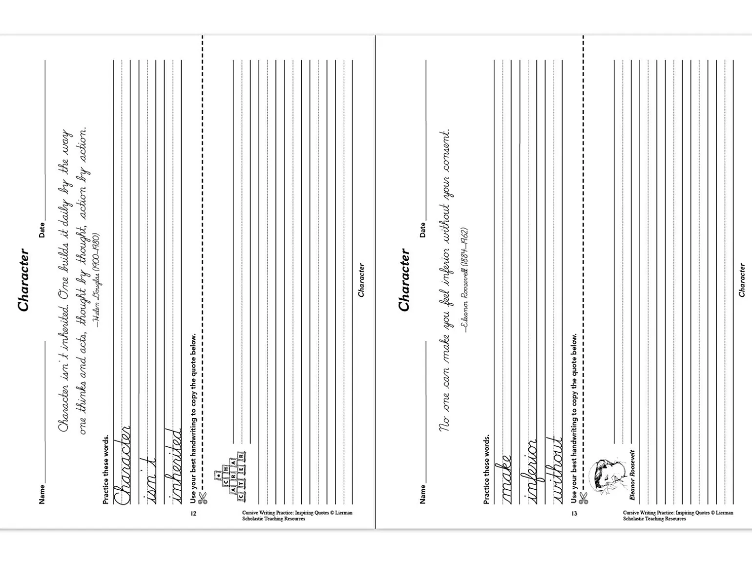 Cursive Writing Practice with Inspiring Quotes Workbook