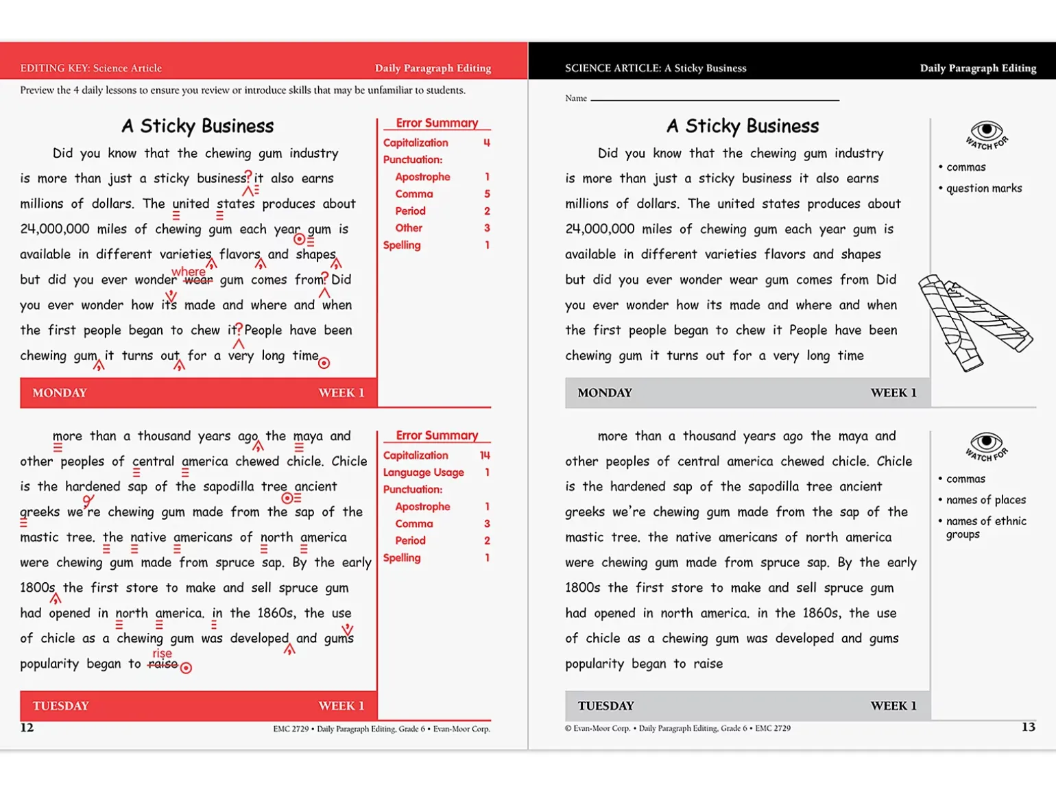 Daily Paragraph Editing Workbook - Gr. 6