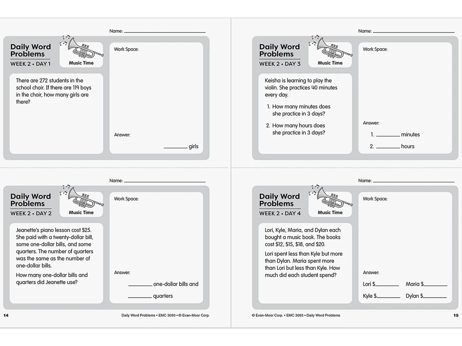 Daily Word Problems Workbook - Gr. 3