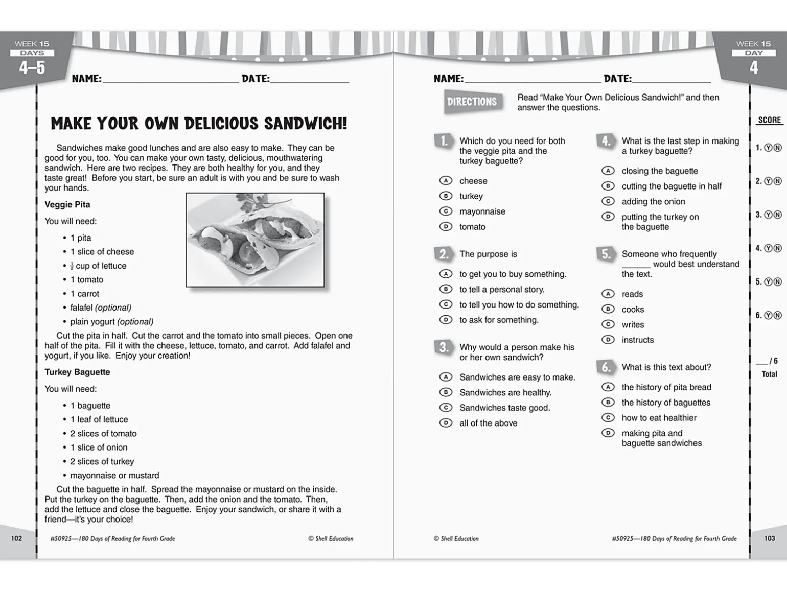 180 Days of Reading Workbook - Gr. 4