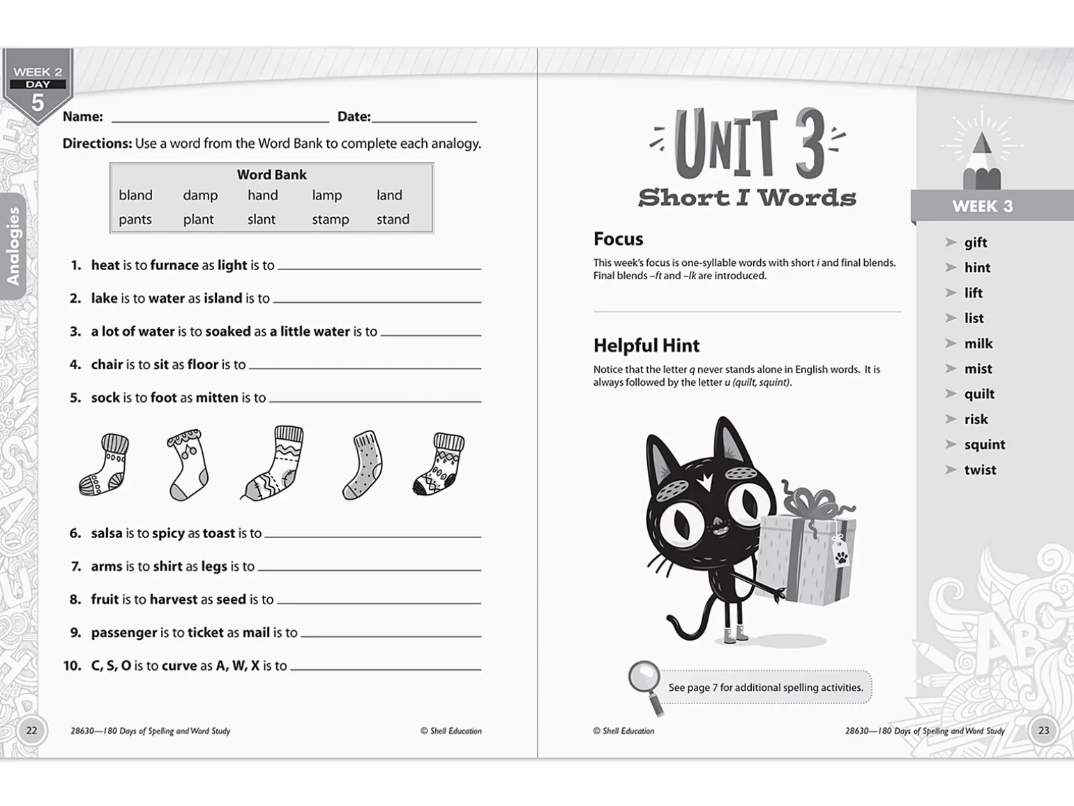180 Days of Spelling Workbook - Gr. 2