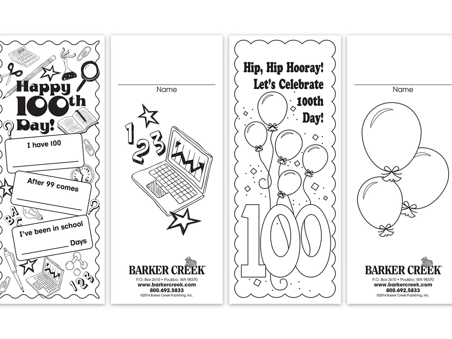 Design-Your-Own 100th Day of School Bookmarks