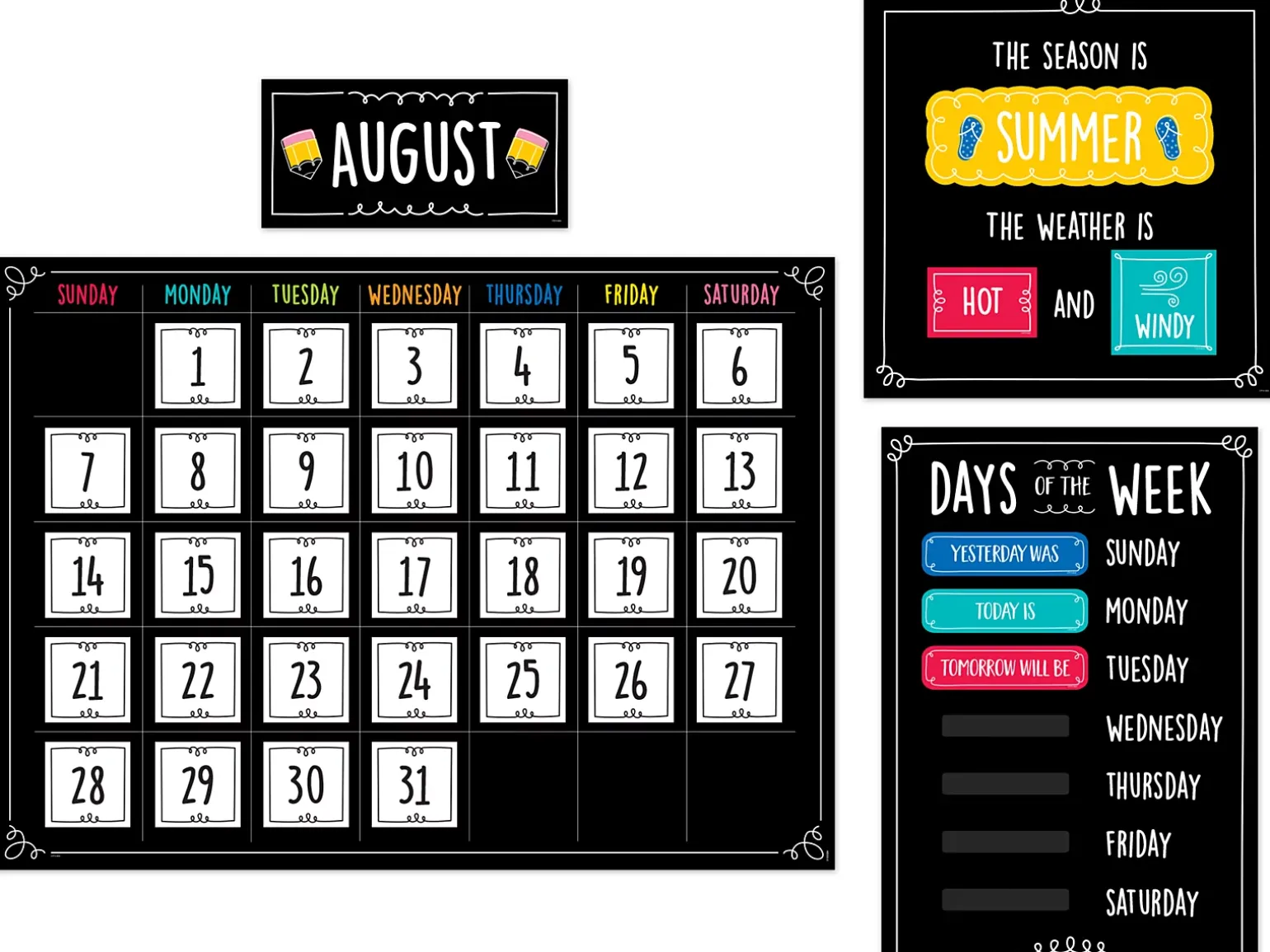 Doodle Calendar Bulletin Board Set