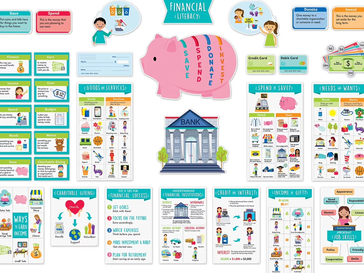 Financial Literacy for Kids Bulletin Board Set