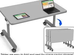 Flex-Space Mobile Flip & Nest Tables - Gray