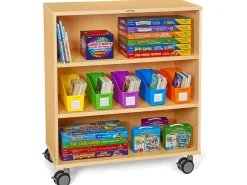 Flex-Space Mobile 3-Shelf All-Purpose Storage Unit - Maple