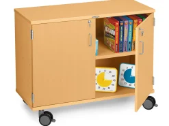Flex-Space Mobile 2-Shelf Locking Storage Cabinet - Maple
