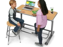Flex-Space Mobile Standing Desk for Two - Maple