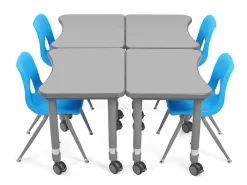 Flex-Space Mobile Student Desk with Book Box - Gray