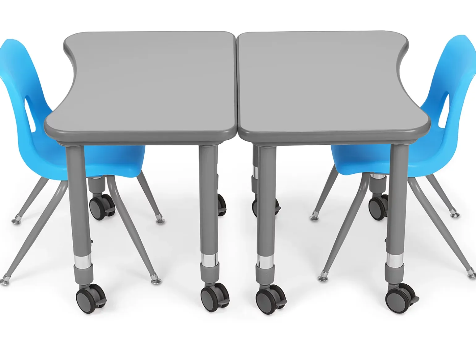Flex-Space Mobile Student Desk with Book Box - Gray