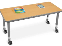 Flex-Space Mobile Student Desk for Two - Maple