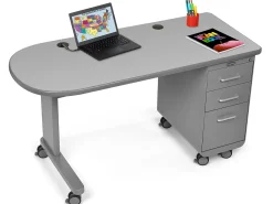Flex-Space Mobile Teacher Desk - Gray