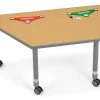 Flex-Space Mobile Trapezoid Table - Maple