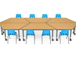 Flex-Space Mobile Trapezoid Table - Maple