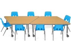 Flex-Space Mobile Trapezoid Table - Maple
