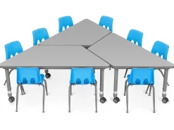 Flex-Space Mobile Trapezoid Table - Gray